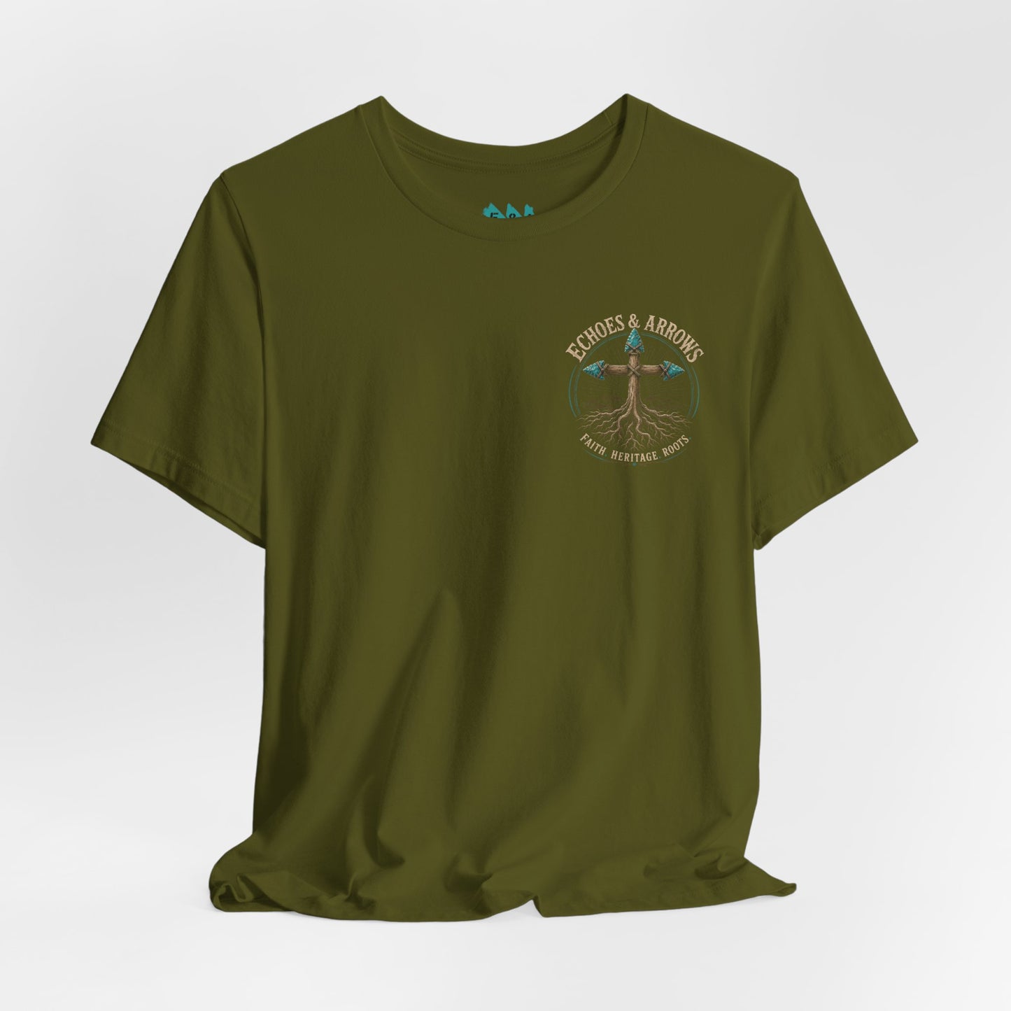 Echoes & Arrows 'Faith. Heritage. Roots.' T-Shirt — Tree Cross Logo Tee