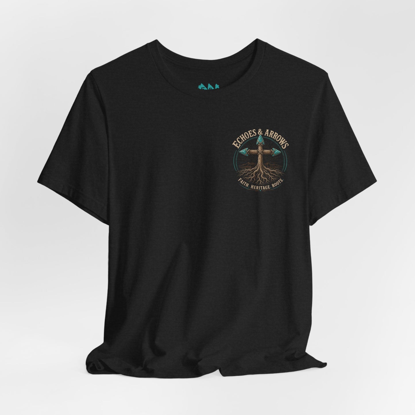 Echoes & Arrows 'Faith. Heritage. Roots.' T-Shirt — Tree Cross Logo Tee