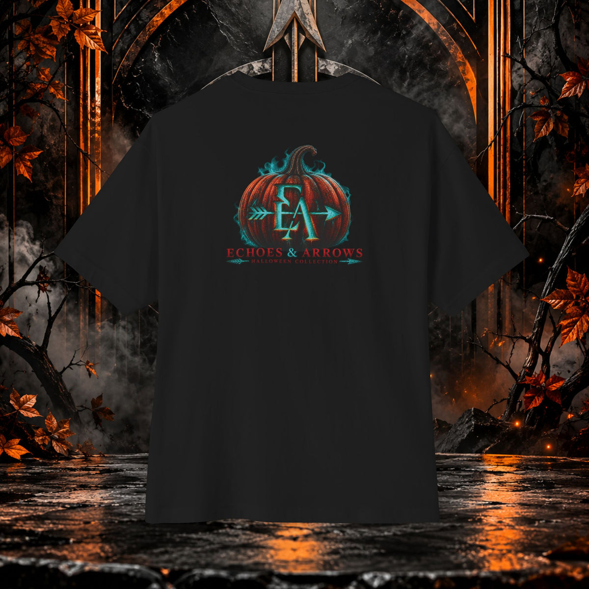 Oversized Boxy Fit -Echoes & Arrows Halloween Witch shirt
