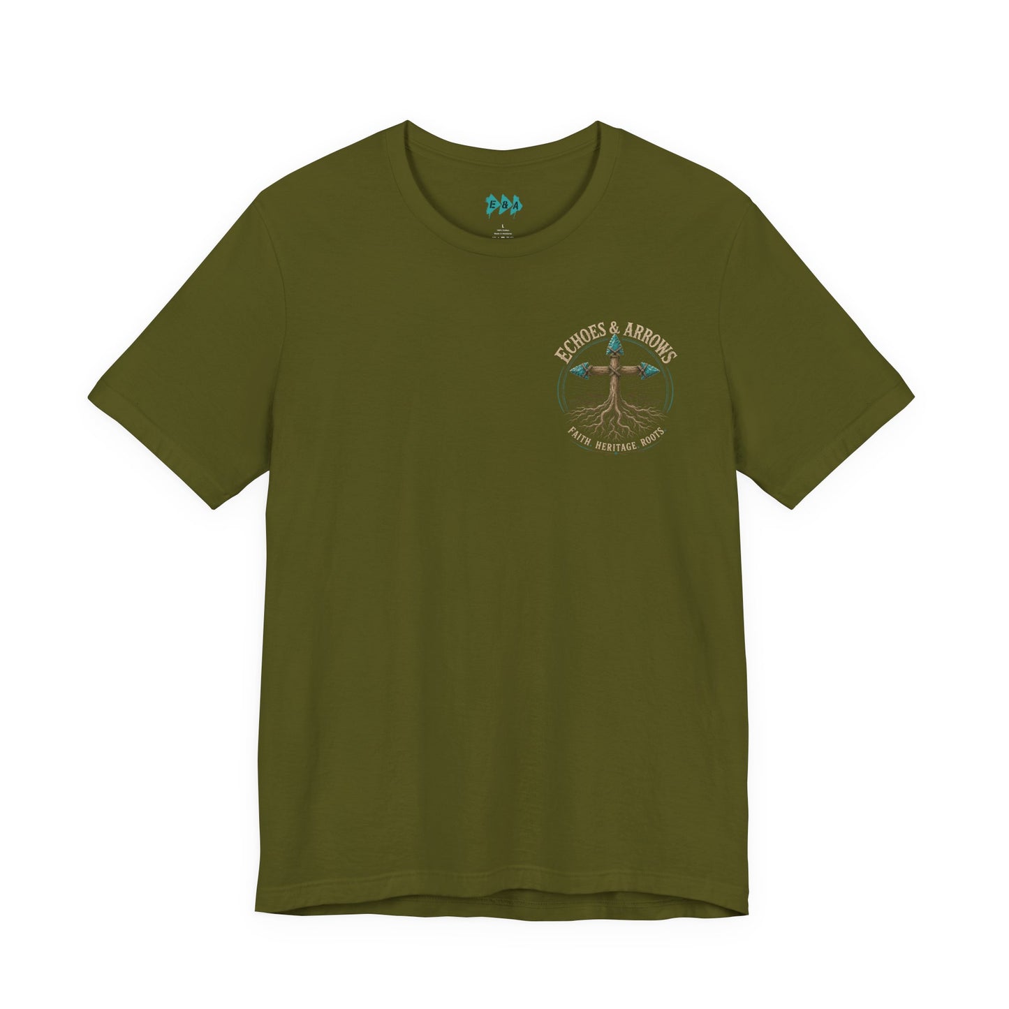 Echoes & Arrows 'Faith. Heritage. Roots.' T-Shirt — Tree Cross Logo Tee