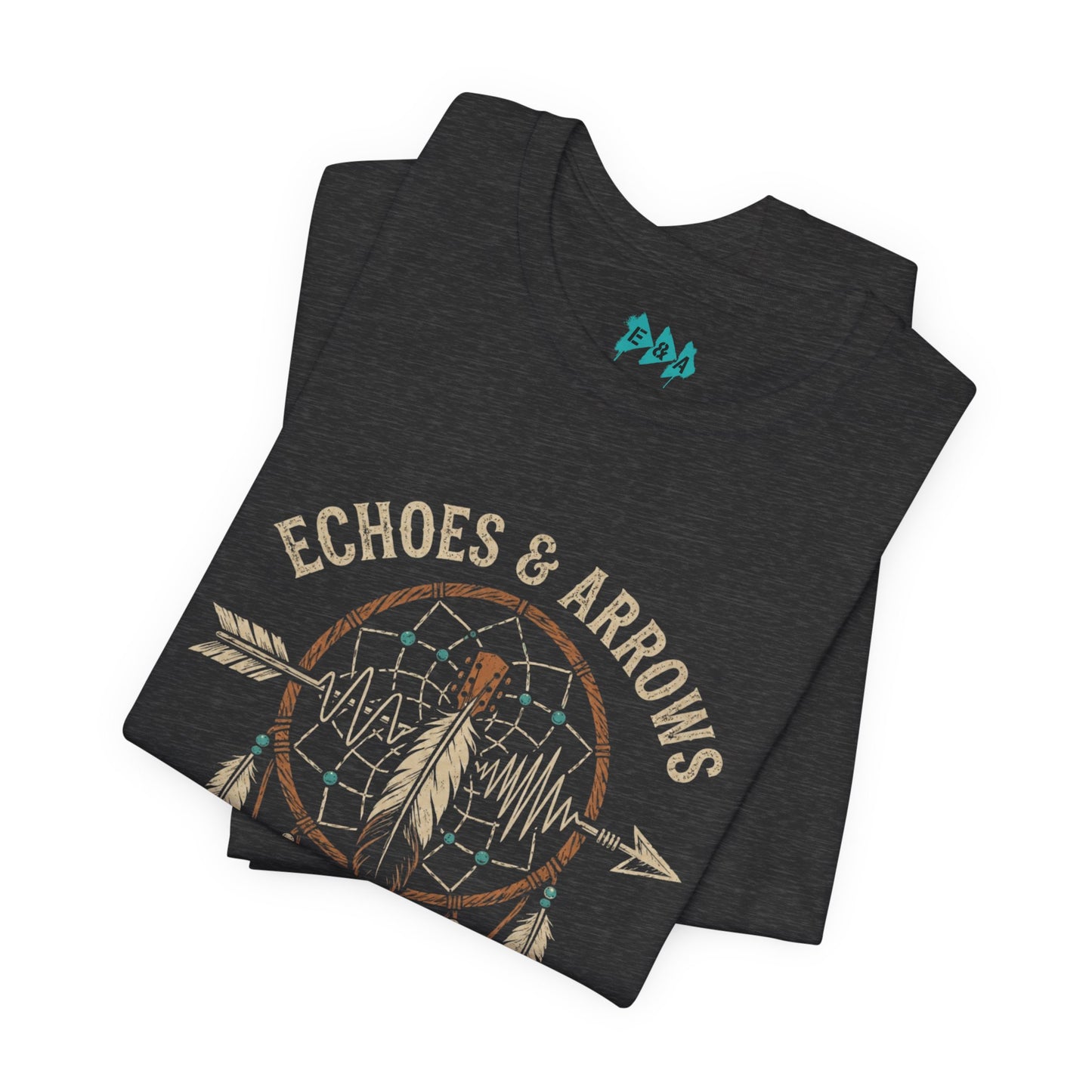 Echoes & Arrows Acoustic Guitar Dreamcatcher T-Shirt — "Voice Never Fades"
