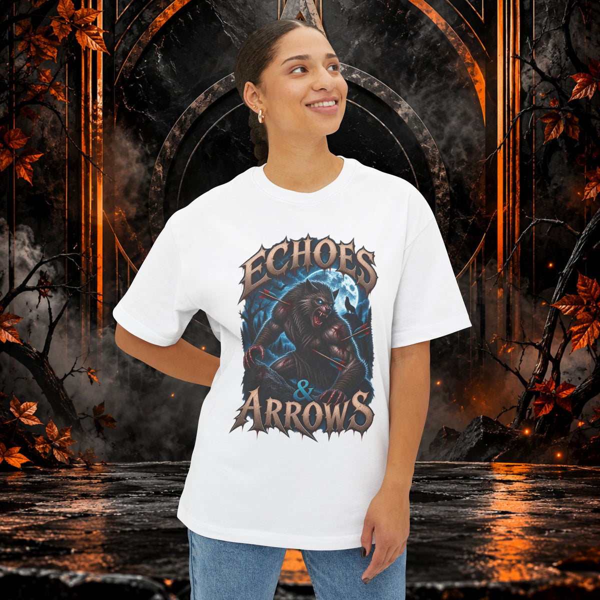 Oversized Boxy Fit- Echoes & Arrows Werewolf Shirt