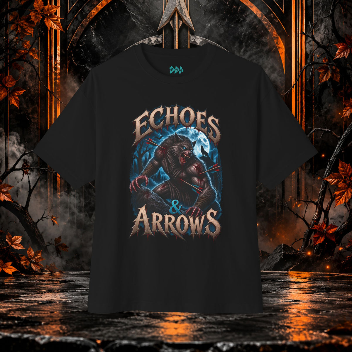 Oversized Boxy Fit- Echoes & Arrows Werewolf Shirt