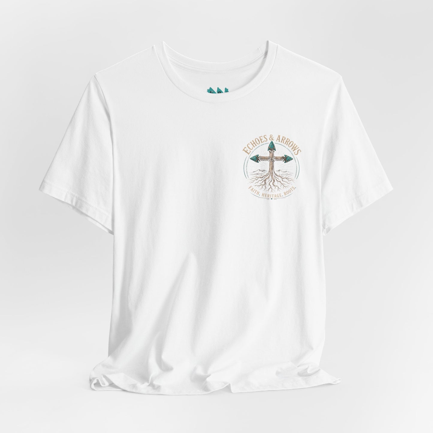 Echoes & Arrows 'Faith. Heritage. Roots.' T-Shirt — Tree Cross Logo Tee