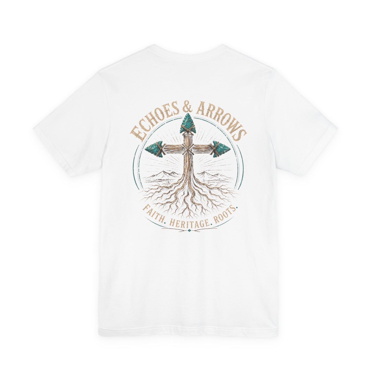 Echoes & Arrows 'Faith. Heritage. Roots.' T-Shirt — Tree Cross Logo Tee