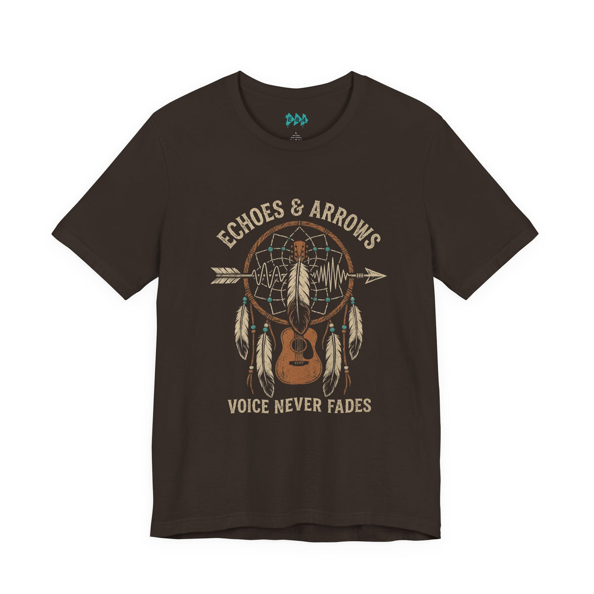 Classic Fit- Echoes & Arrows Acoustic Guitar Dreamcatcher T-Shirt — "Voice Never Fades"
