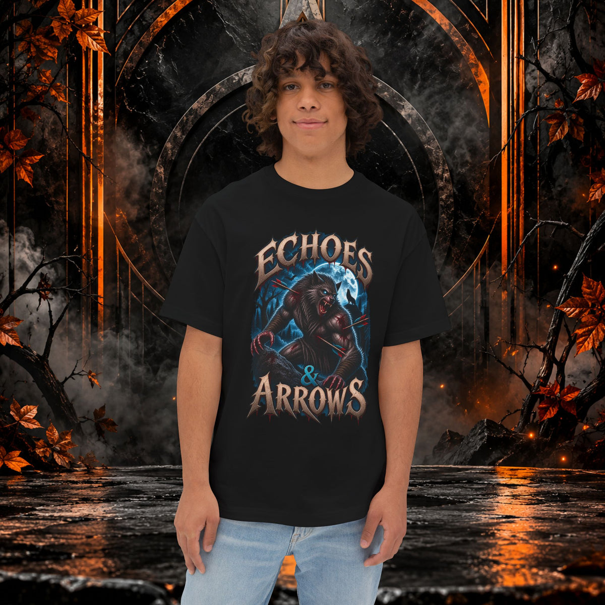 Oversized Boxy Fit- Echoes & Arrows Werewolf Shirt