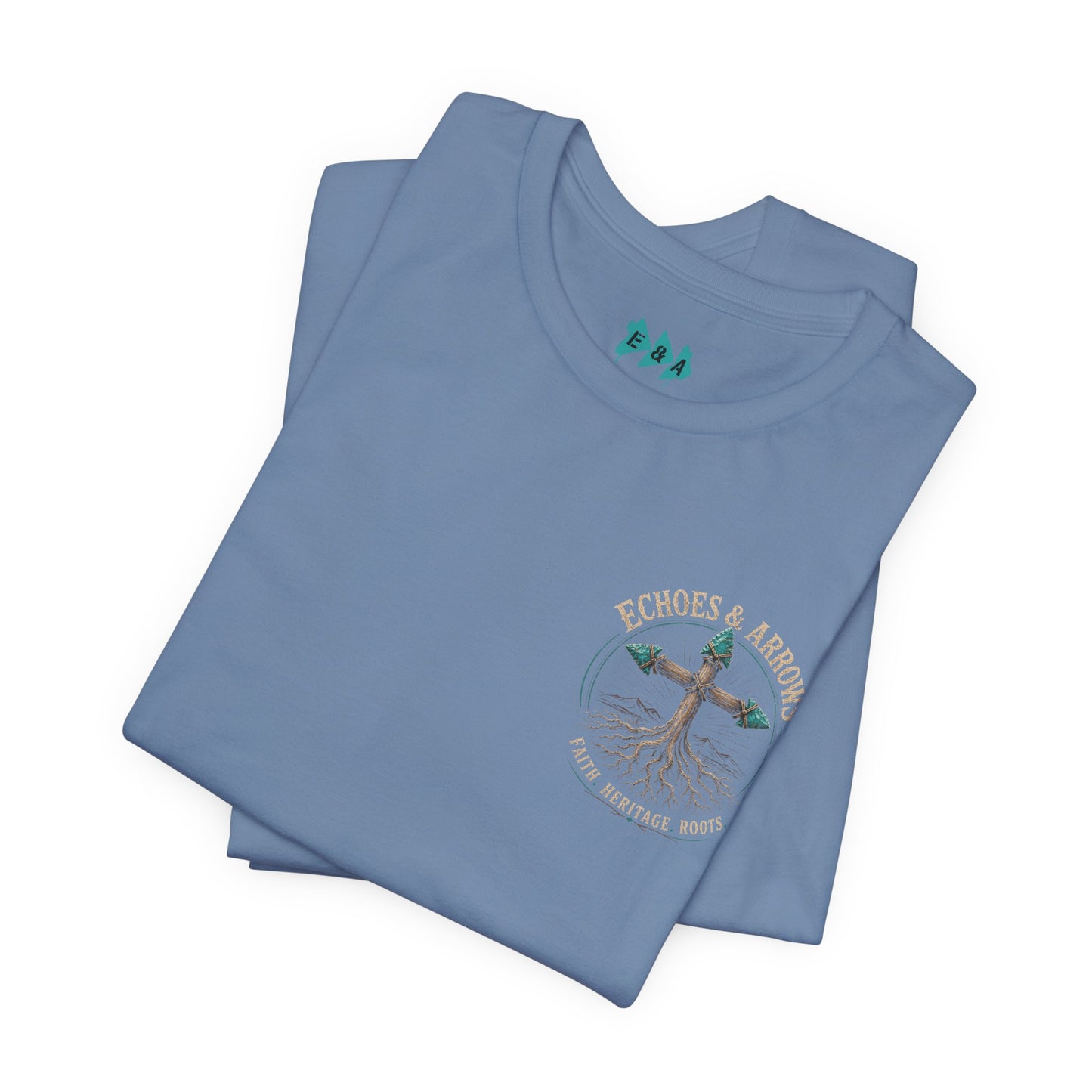 Echoes & Arrows 'Faith. Heritage. Roots.' T-Shirt — Tree Cross Logo Tee