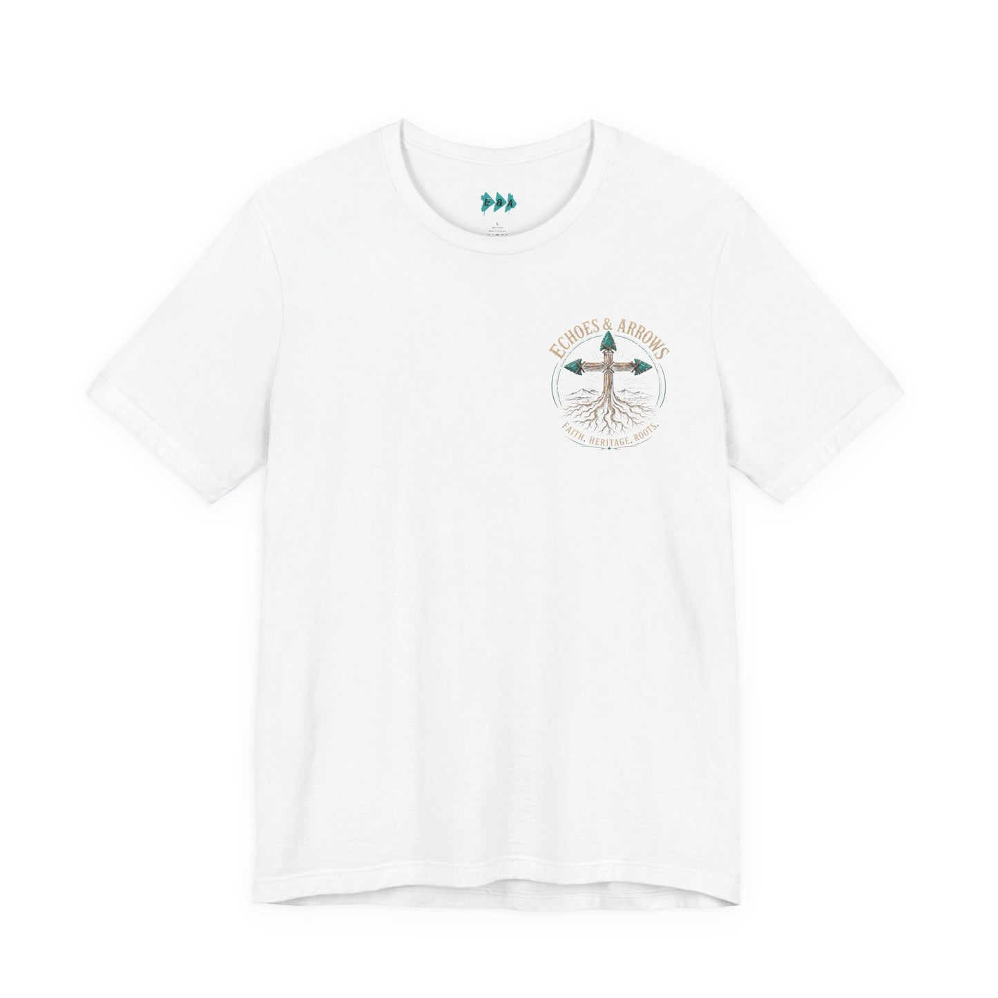Echoes & Arrows 'Faith. Heritage. Roots.' T-Shirt — Tree Cross Logo Tee