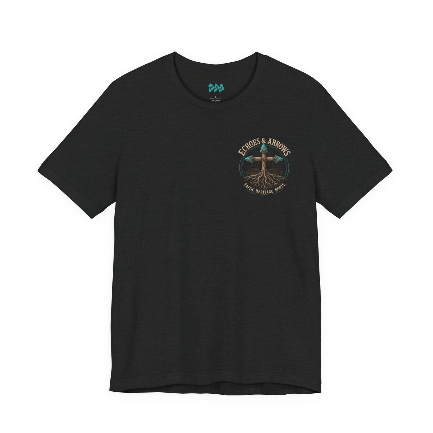 Echoes & Arrows 'Faith. Heritage. Roots.' T-Shirt — Tree Cross Logo Tee