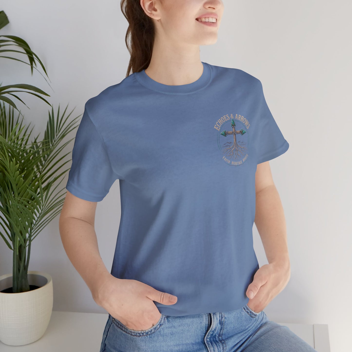 Echoes & Arrows 'Faith. Heritage. Roots.' T-Shirt — Tree Cross Logo Tee