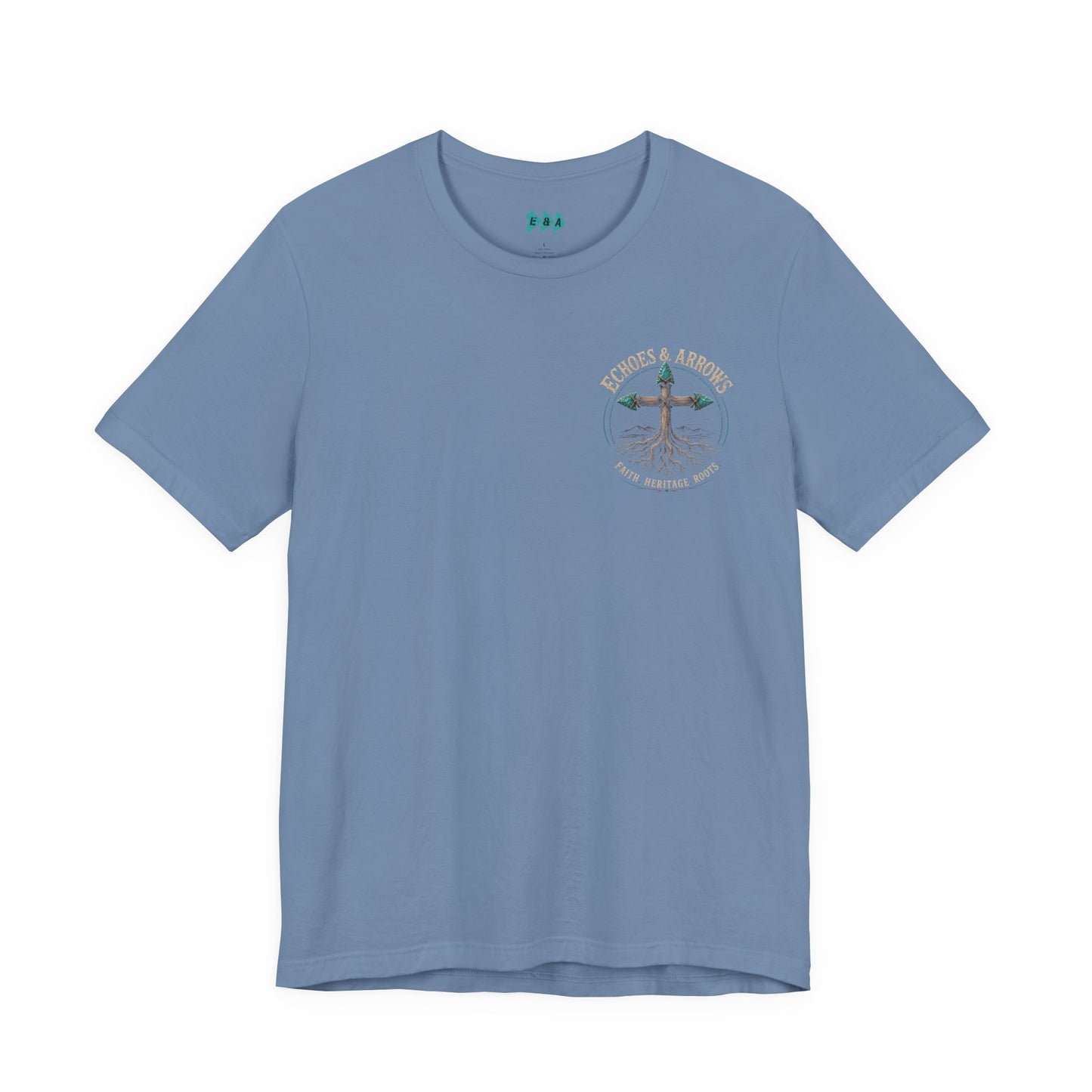 Echoes & Arrows 'Faith. Heritage. Roots.' T-Shirt — Tree Cross Logo Tee