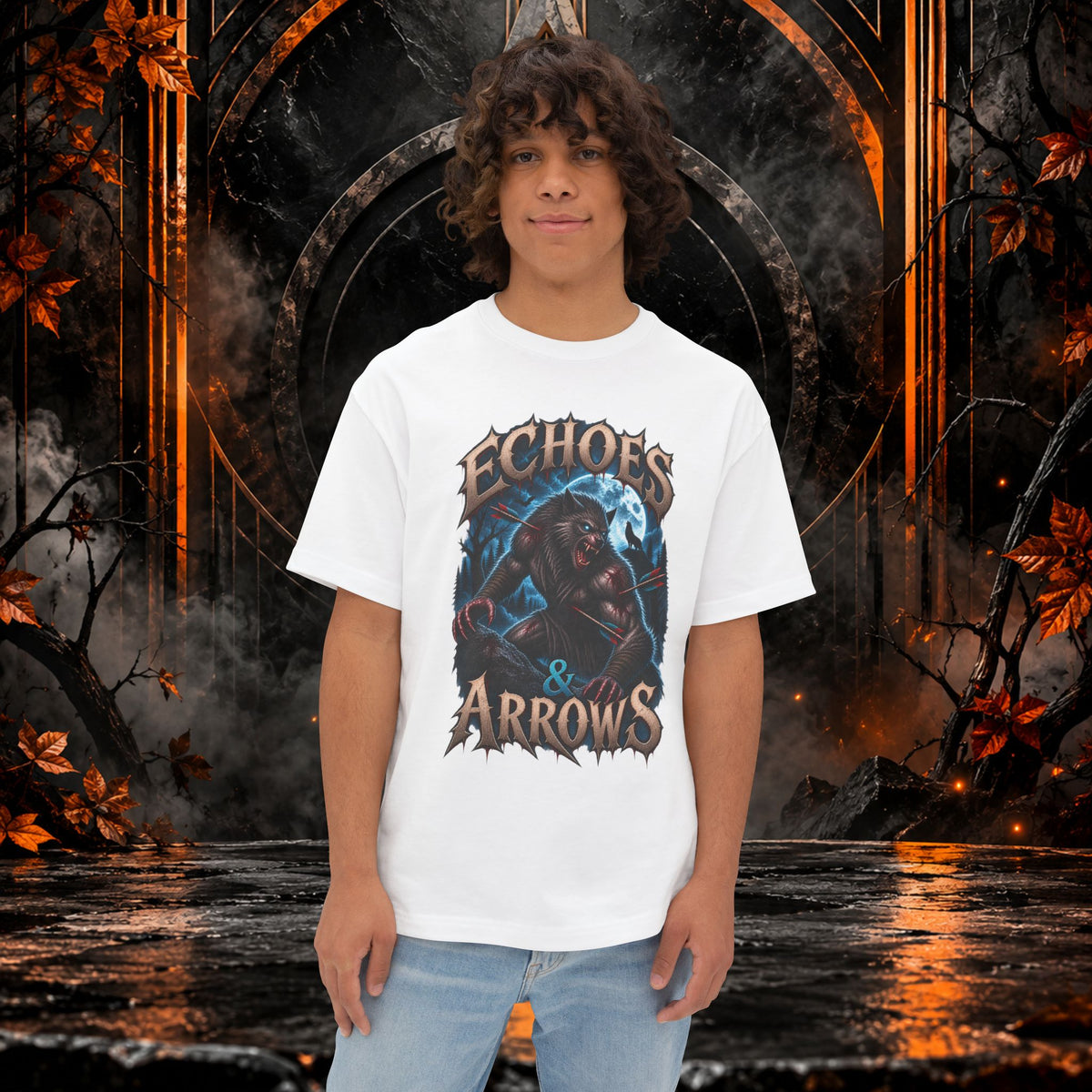 Oversized Boxy Fit- Echoes & Arrows Werewolf Shirt