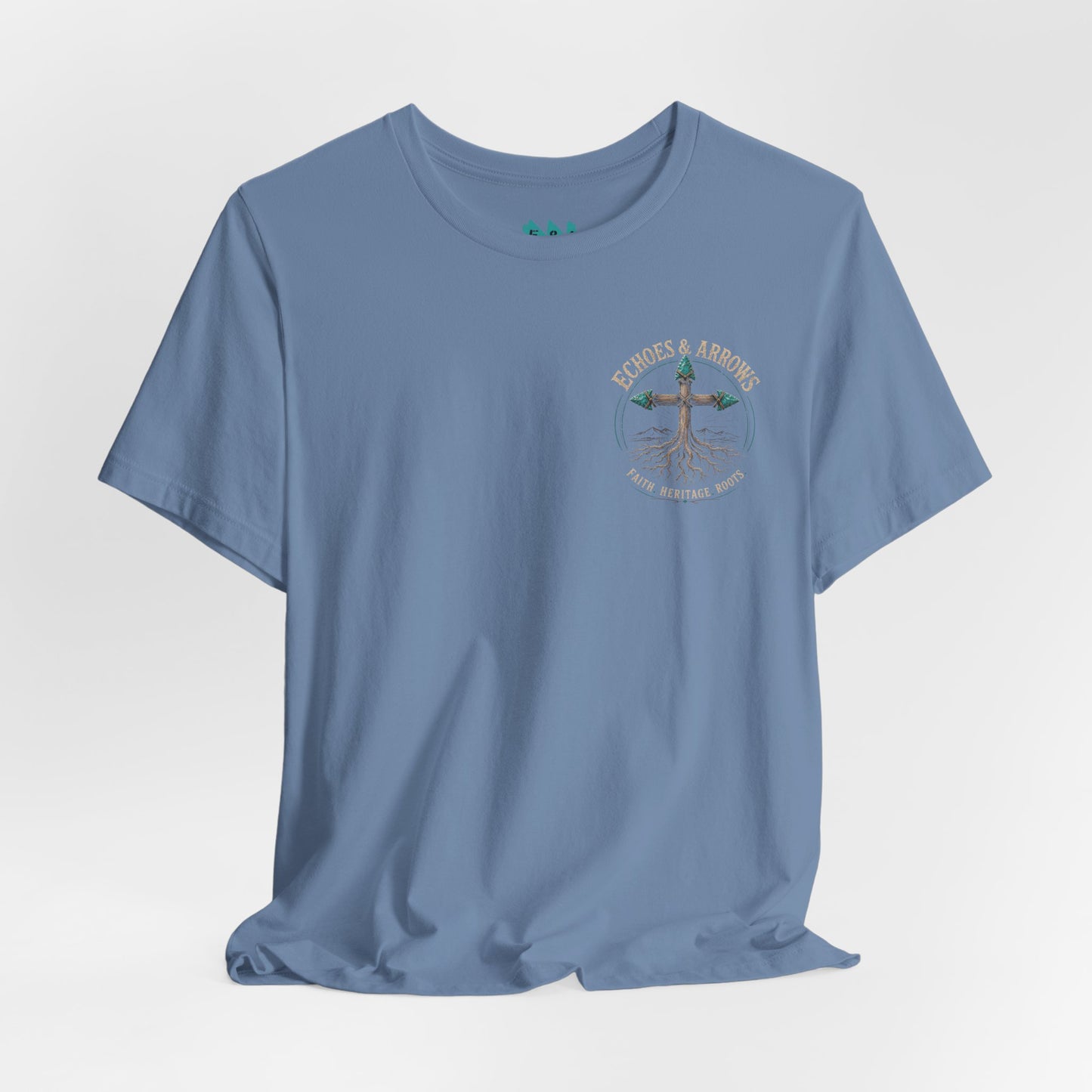 Echoes & Arrows 'Faith. Heritage. Roots.' T-Shirt — Tree Cross Logo Tee